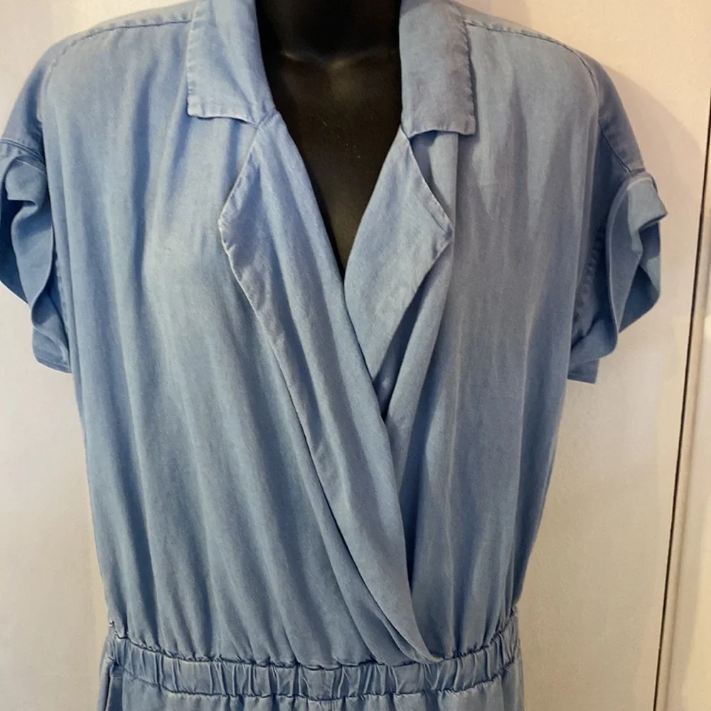 J. Jill Soft Blue Tencel Chambray Romper Sz S